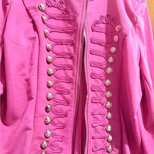 Chic Pink Button-Embellished Blazer